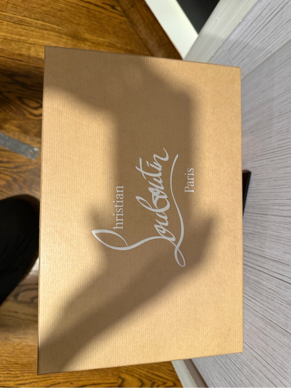 Christian Louboutin Shoe Box in Beige with White Logo